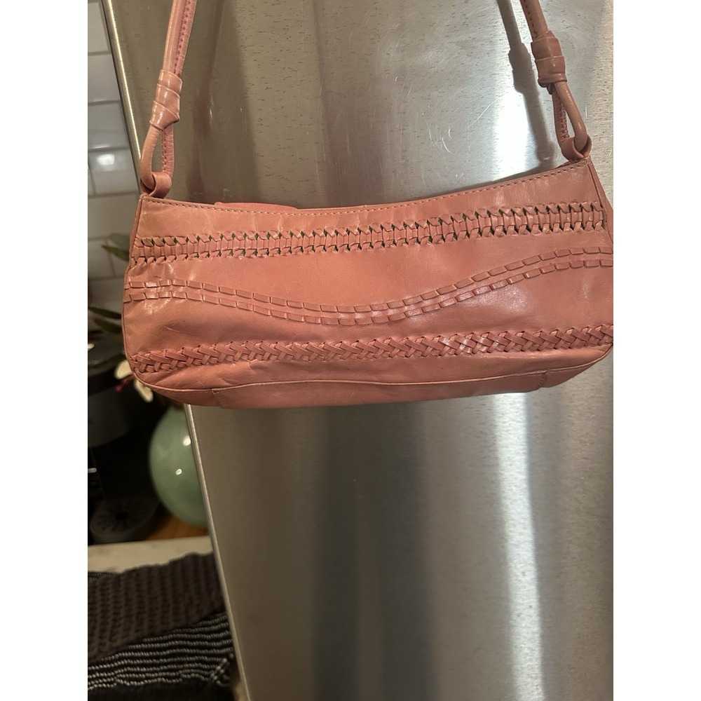 Sigrid Olsen Y2K Leather Top Zip Inside Pockets Pink&Green Preppy Tennis